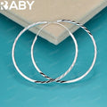 URBABY 925 Sterling Silver 35mm&50mm Big Circle Hoop Earrings For Woman Engagement Party Fashion Charm Jewelry Gift Vera Lux