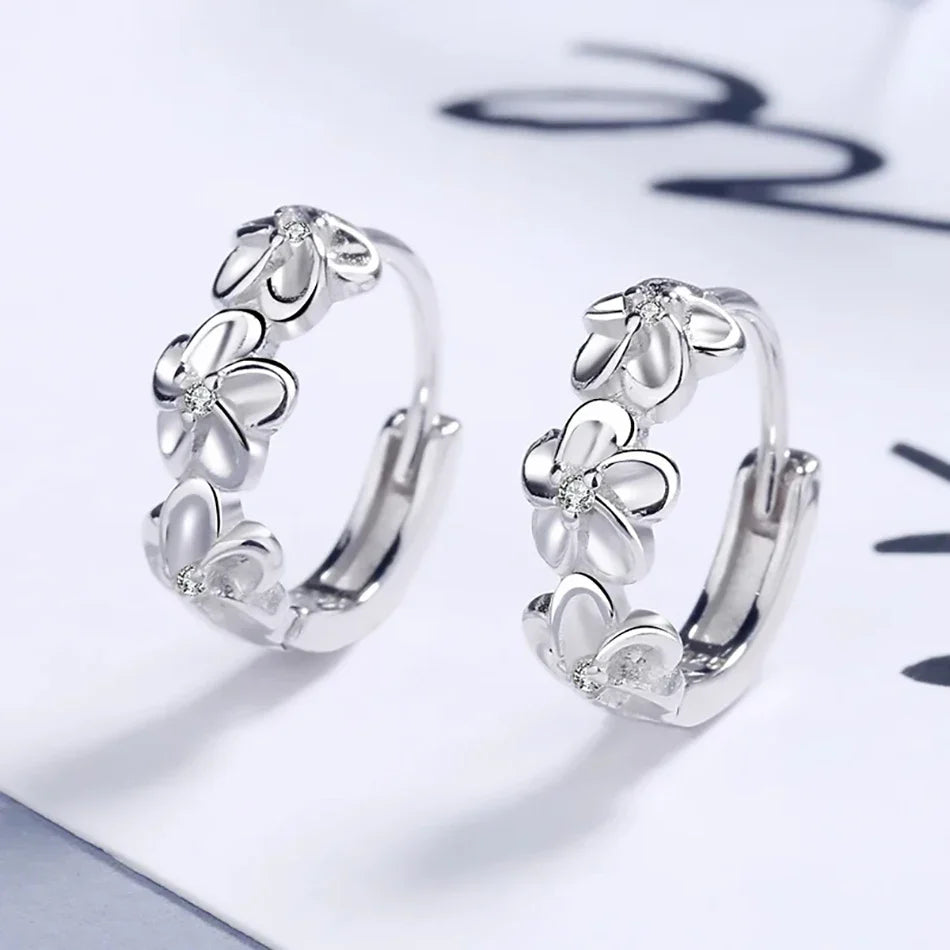 925 Sterling Silver Hoop Earrings With Sweet Flower Design Great For Everyday Wear Holidays And Gifts Vintage Bohemian Style Vera Lux