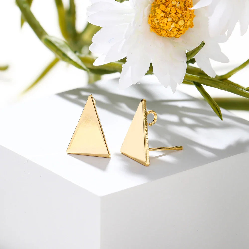 10pcs/lot 10x15MM 18K Gold Plated Brass Triangle Stud Earrings High Quality DIY For Jewelry Making Finding Earrings Accessories Vera Lux