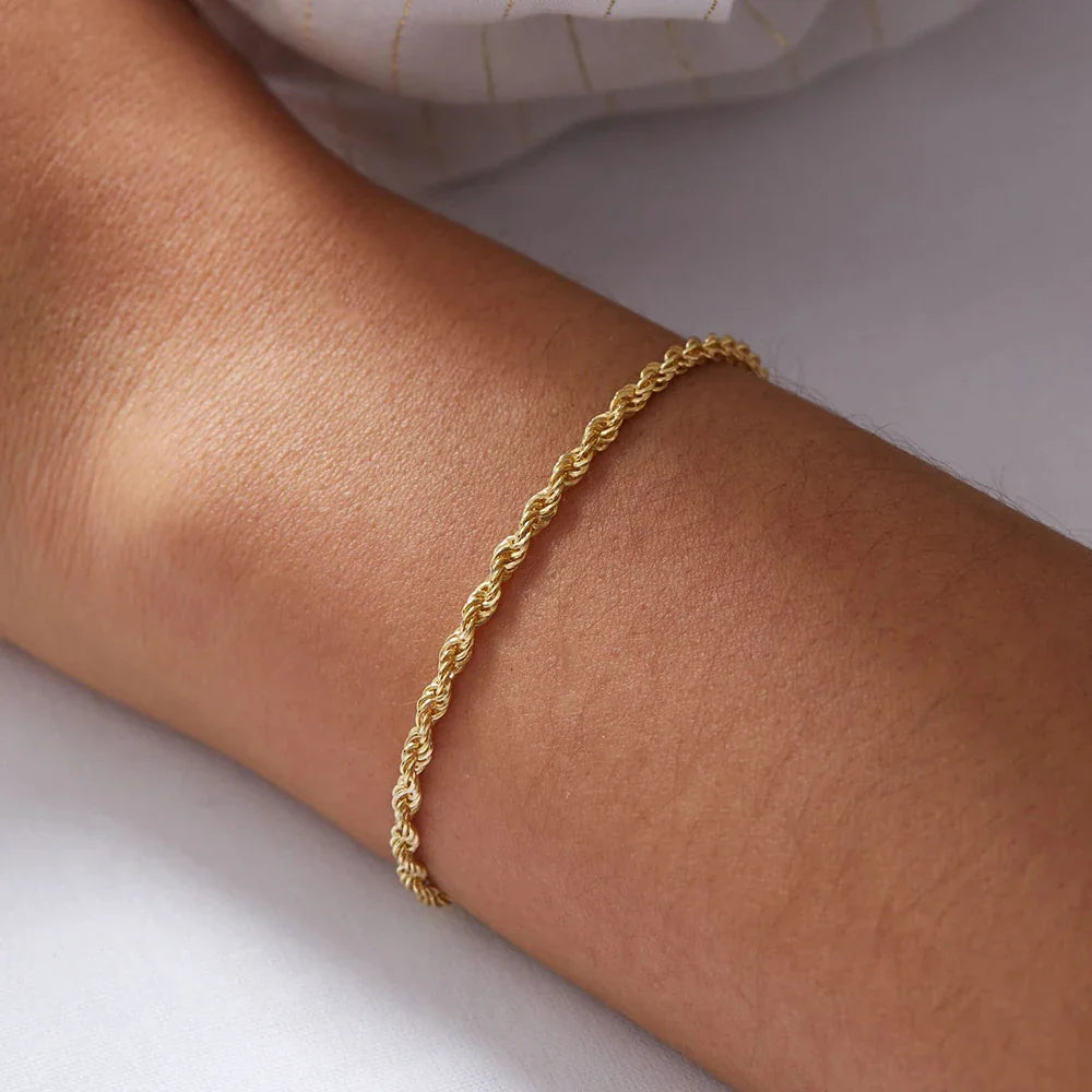 Twisted Rope Chian Bracelet for Woman Hip Hop Punk Gold Color Stainless Steel Gold Color Necklace Fashion Jewelry Gift Vera Lux