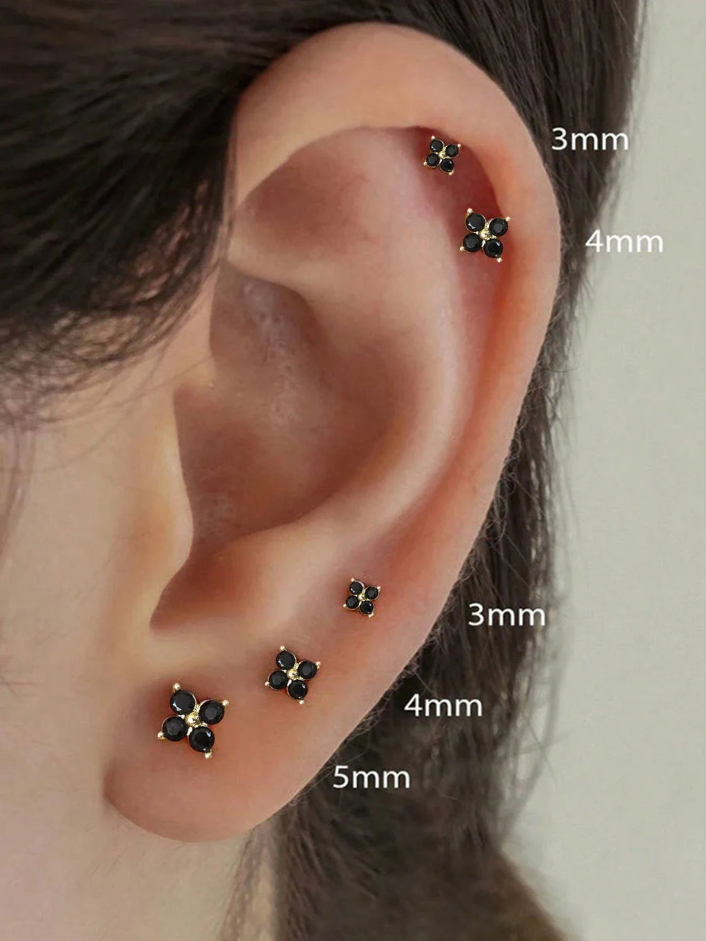 Yupsk Dainty Flower Stainless Steel Butterfly Stud Earrings for Women Cartilage Ear Ring Cute Zircon Gold Color Clover Jewelry Vera Lux