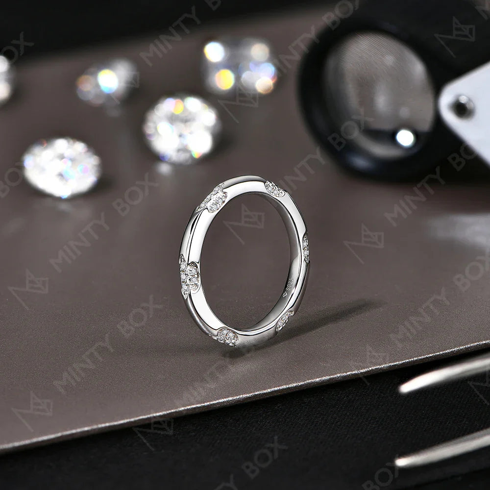 MINTYBOX S925 Silver Moissanite Wedding Band Ring for Women Lab Diamond Engagement Rings 18K Gold Plated Jewelry Vera Lux