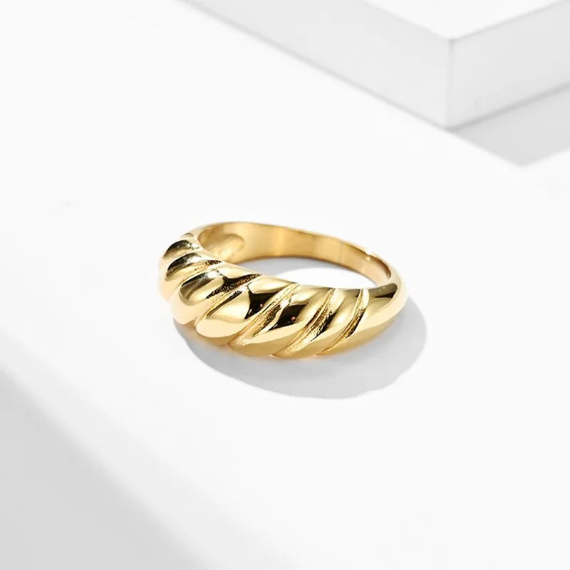Stainless Steel Twist Bread Design Ring Wedding Band for Men Women Size 4-12 Vera Lux