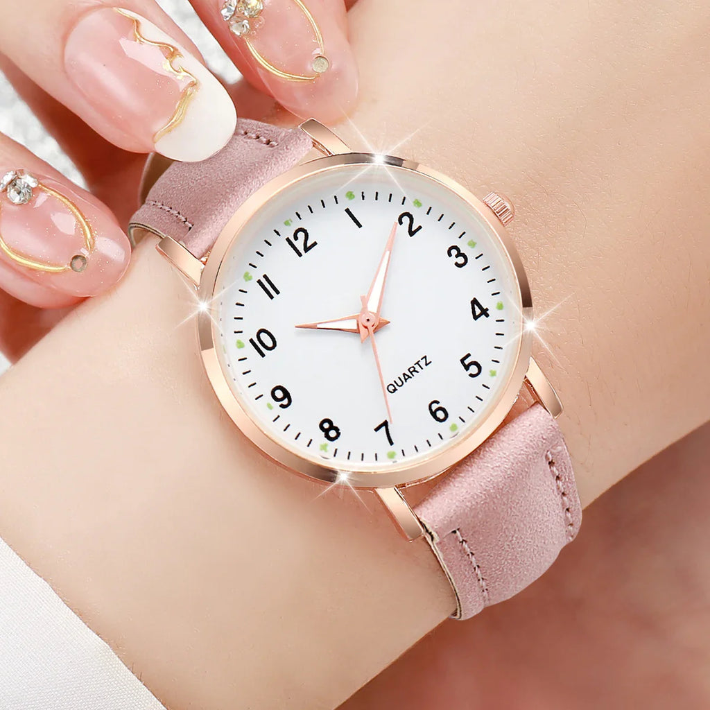 Fashion Women Watches Casual Arabic Dial Ladies Leather Band Quartz Watch Reloj Mujer Girls Clock Gift Vera Lux