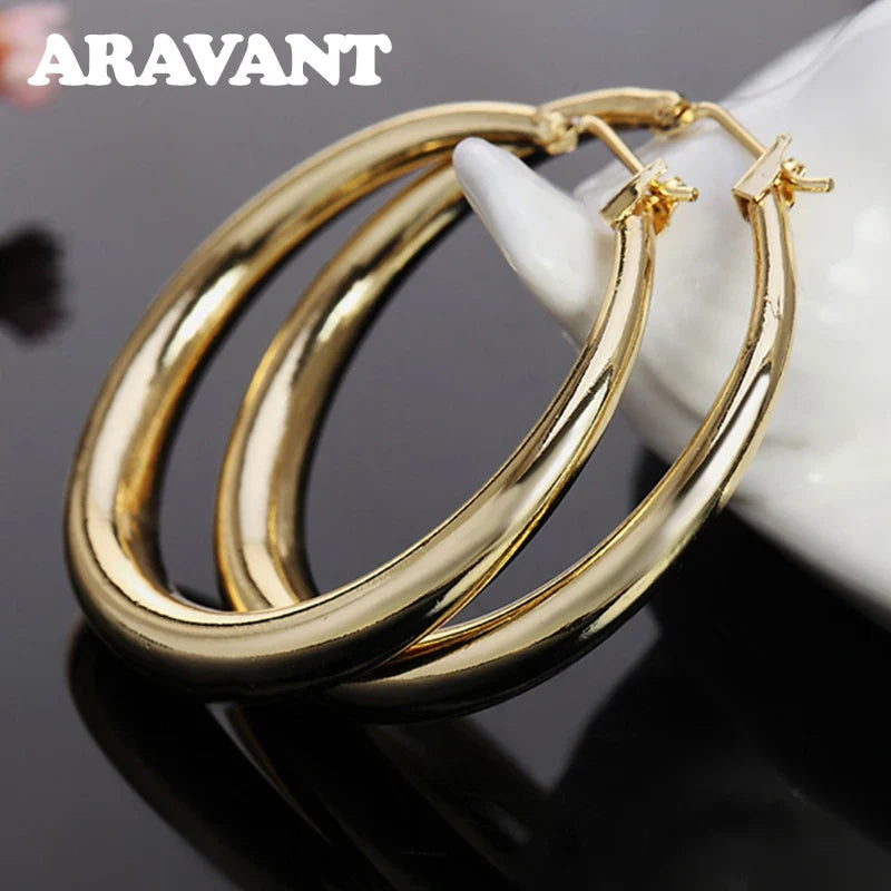 Aravant 925 Silver 35mm Rose Gold Hoop Earrings For Women Girls Fashion Jewelry Vera Lux