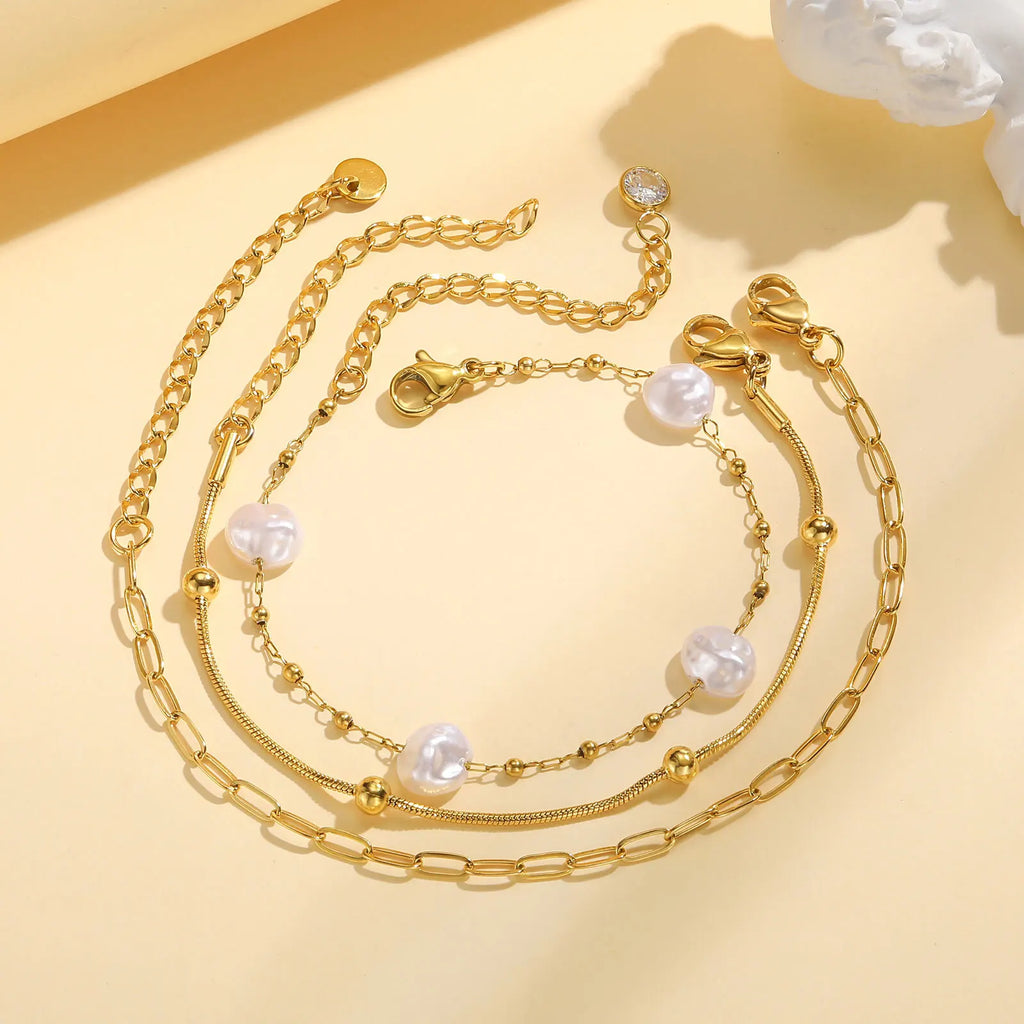 Waterproof Stainless Steel Chain Bracelets For Women , Gold Plated Fashion Stackable Link Bracelet Gifts Vera Lux