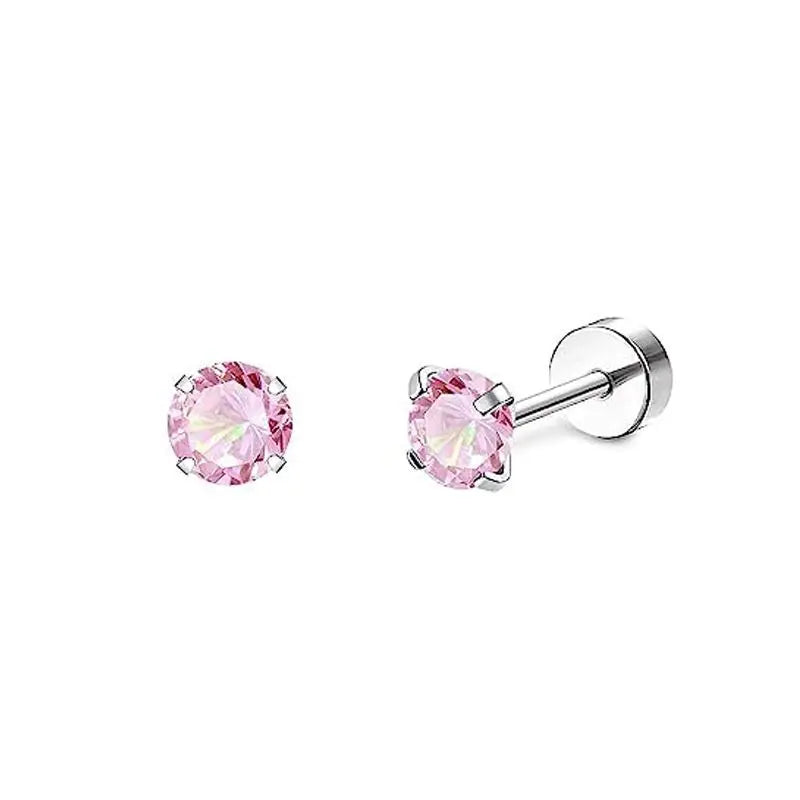 2PCS/Set Stainless Steel Heart Moon Earbone Stud Screw Ball Stud Earrings for Women Fashion Ear Tragus Cartilage Body Piercing Vera Lux