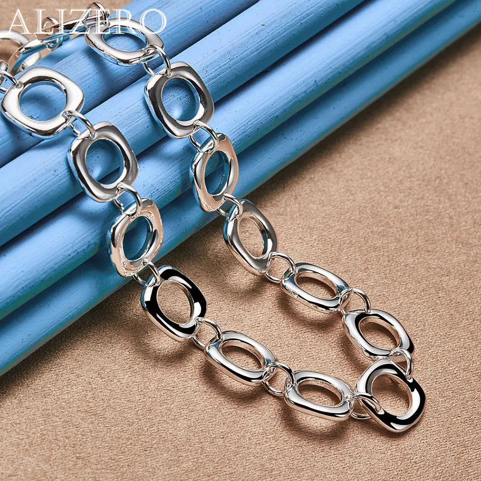 ALIZERO 925 Sterling Silver Necklace 20 inch Squares Chain Necklaces For Women Men Fashion Wedding Party Jewelry Gifts Vera Lux
