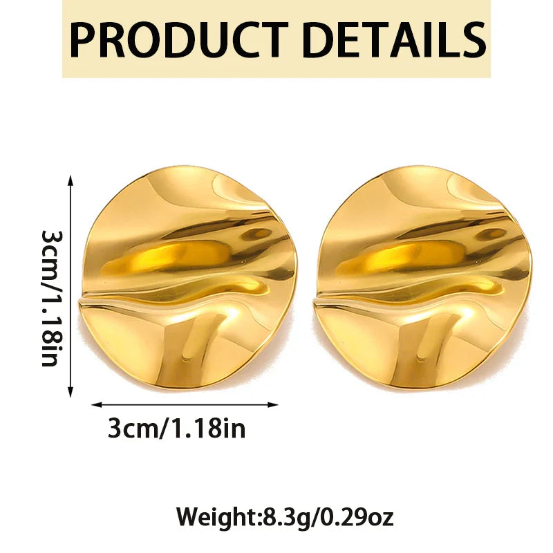 Fashion Circular Pleated Ear Clips Without Pierced for Women Personalized Design Irregular Punk Metal Earrings Party Jewelry Vera Lux