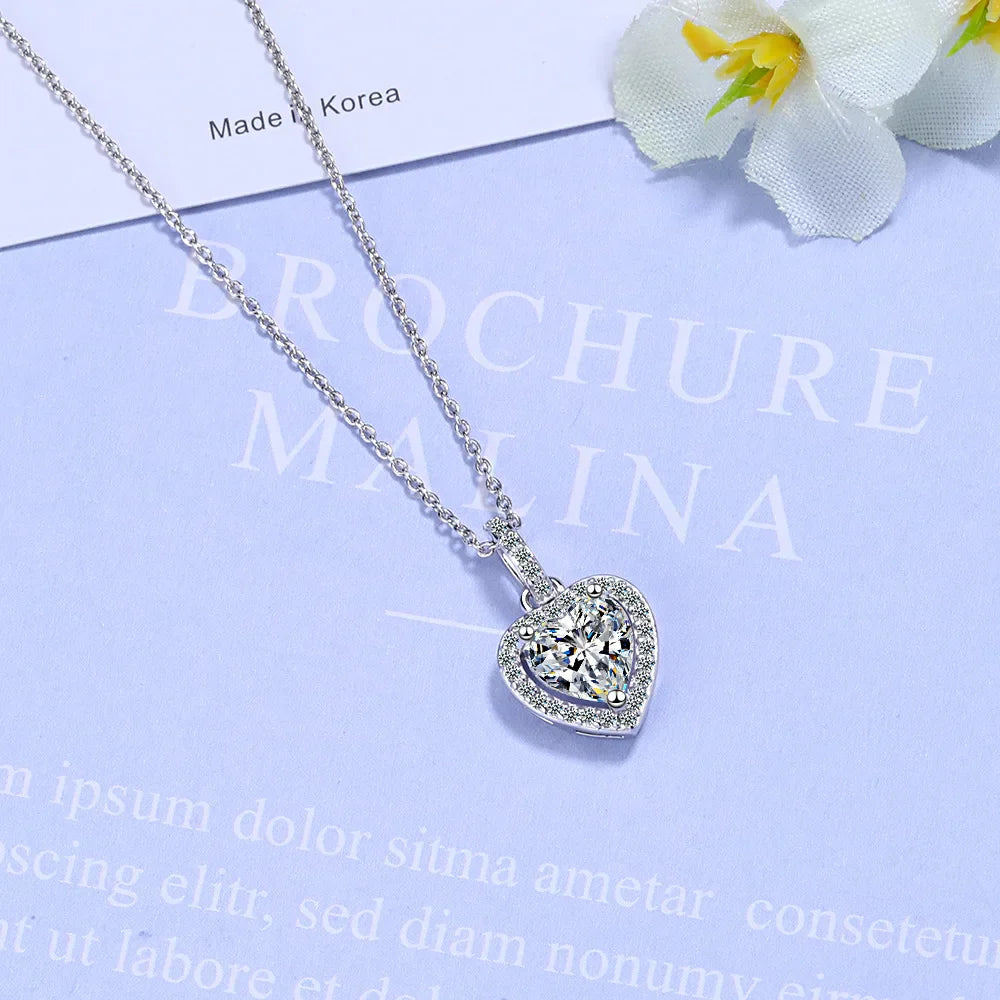 925 Sterling Silver Zircon Heart Pendant Necklaces For Women Luxury Designer Jewelry Gift Female Wholesale Jewellery Trend 2024 Vera Lux