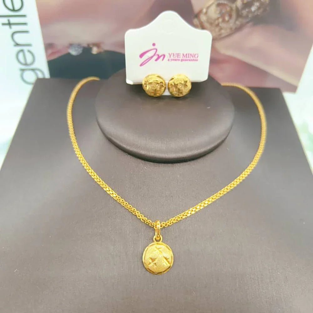 Exquisite Gold Color Jewelry Set for Party Stud Earrings and Pendant Necklace African Bridal Jewelry Set for Engagement Party Vera Lux