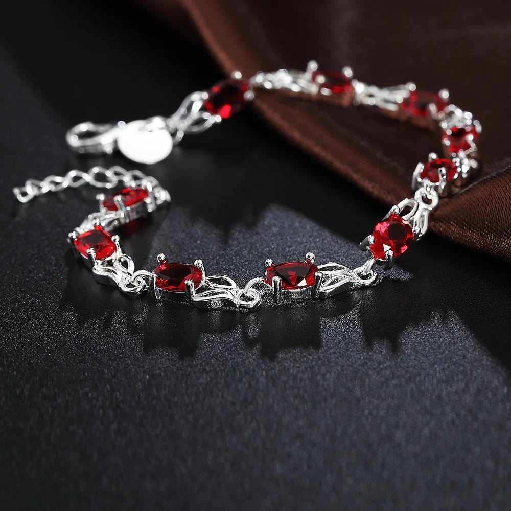 925 Sterling Silver Ruby Sapphire Amethyst Gemstone Bracelets Woman Wedding Jewelry Accessories Wholesale Jewellery Vera Lux