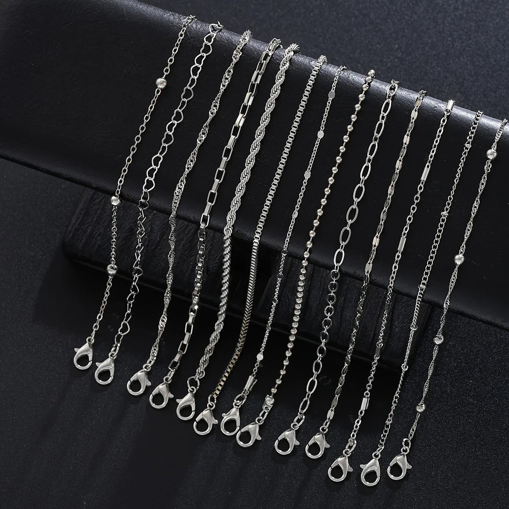 13Pcs/Set Stainless Steel Bracelet for Women, Silver Gold Color Multi Style Combination Chain, Waterproof Exquisite Jewelry Gift Vera Lux