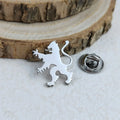New upright lion men's lapel pin, 316L stainless steel gold-plated badge, black brooch for suit accessories, gift for father Vera Lux