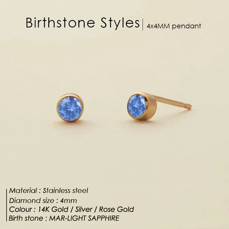 316 Stainless Steel Birthstone Ear Stud Piercing Gun Gold Color Push-Back Earrings Piercing Safe For Baby And Women Gift Jewelry Vera Lux