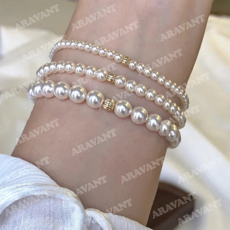 Aravant 925 Silver 3mm/4mm/6mm/8mm Pearl Bracelets Chains For Women Wedding Fashion Jewelry Vera Lux