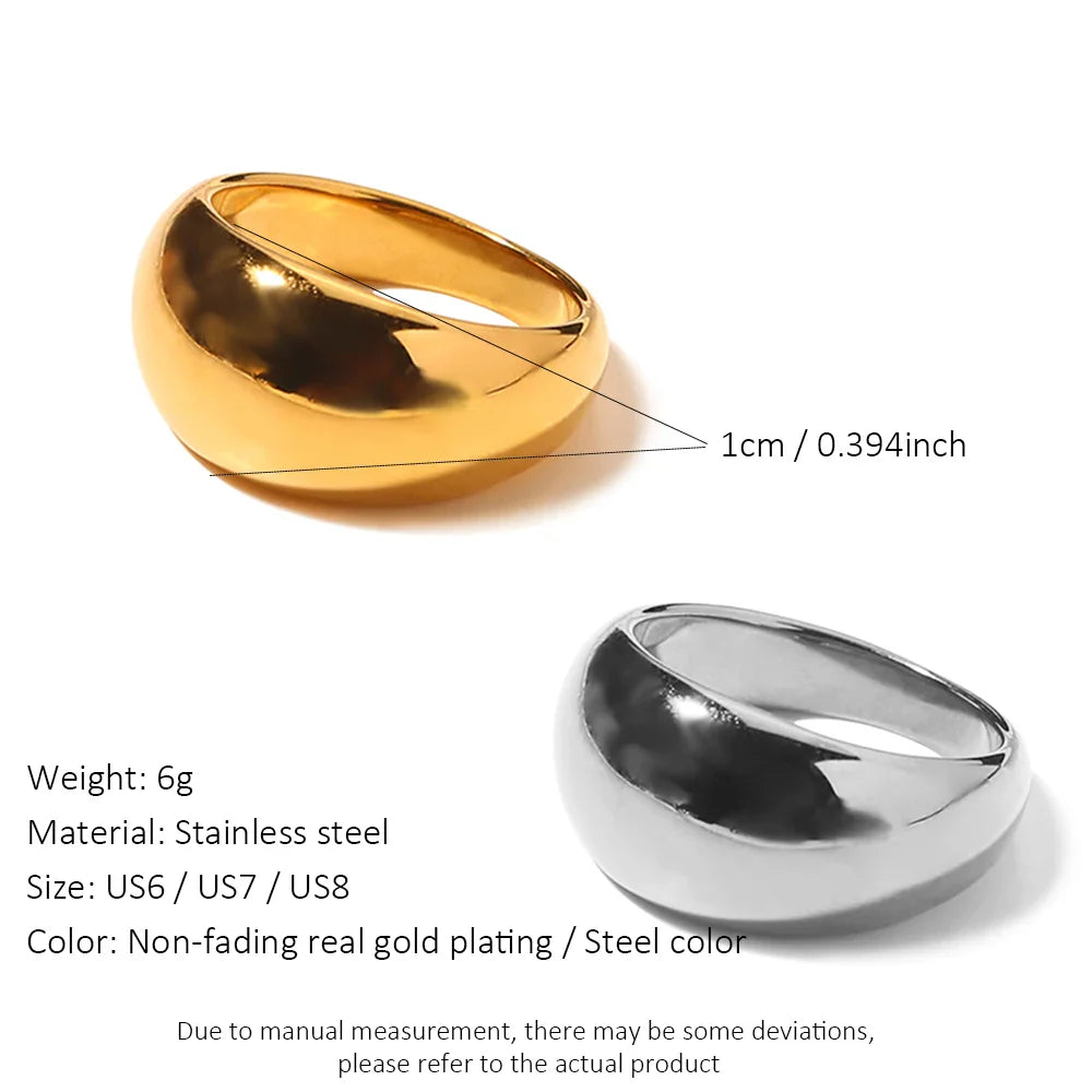 Women's Simple Stainless Steel Ring Wide Gold Color Non-Fading waterproof jewelry for women gift wholesale dropshippin Vera Lux