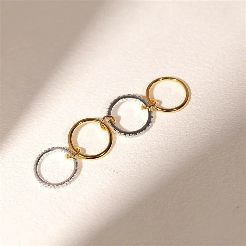 A Niche Two-Color Four-Ring Copper Jewelry Ring, Hypoallergenic, Ins Style, Stacking Artifact, Suitable For Young Wome Jewelry Vera Lux