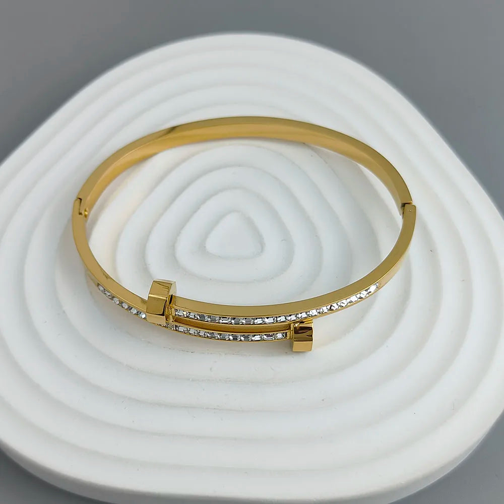 New nail zircon stainless steel gold-plated bracelet 18K, high quality waterproof couple bracelet, wife gift Vera Lux