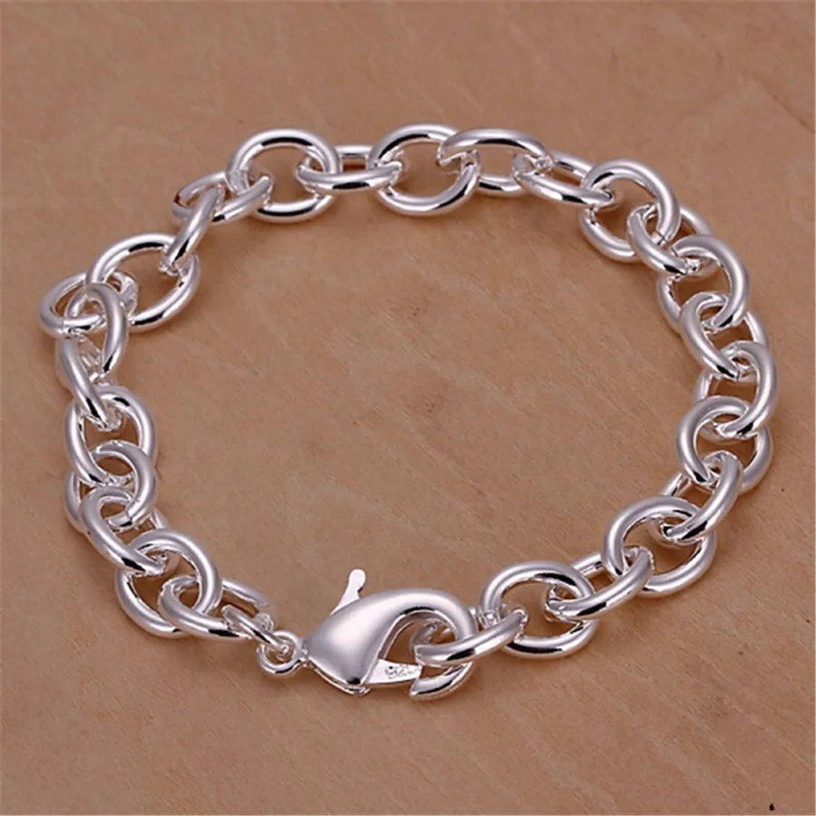 925 Sterling Silver Exquisite Solid Chain Bracelet Fashion Charm Women Men Solid Wedding Cute Simple Models Jewelry Vera Lux