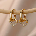 Stainless Steel Circle Earrings For Women Gold Color Aesthetic Zircon Earring Wedding Christmas Fashion Jewelry Accessories Gift Vera Lux