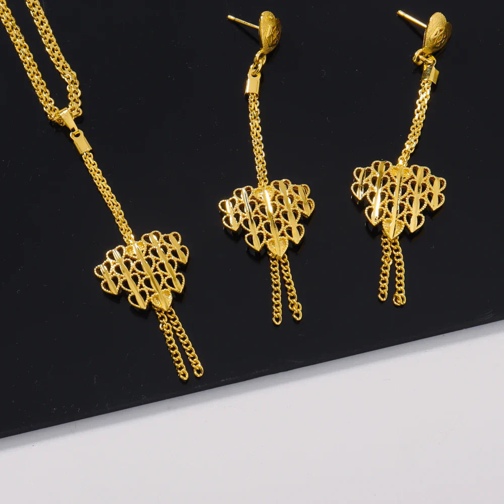 Gold-Plated Necklace Earrings Jewelry Set For Woman Fashion Charms Party Bridal Weddings Engagement Jewellery Gift Vera Lux