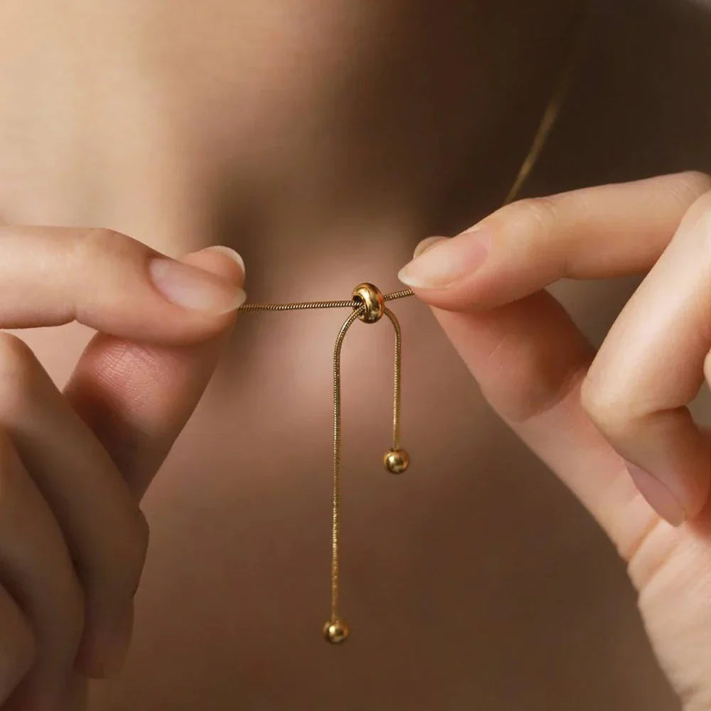 Korean Adjustable Stainless Steel Necklace for Women High Quality Design Gold Color Snake Chain Jewelry Wholesale Dropshipping Vera Lux