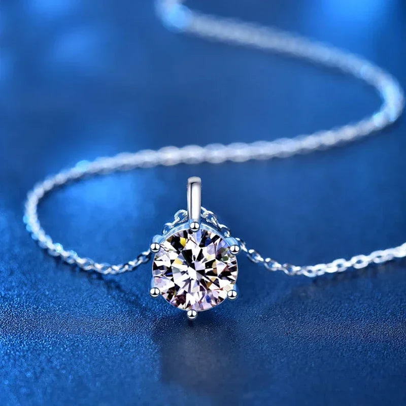 NeeTim 2.0ct VVS1 D Color Moissanite Necklace 925 Soild Sterling Silver Chain with Certificate Fine Jewelry for Woman Vera Lux
