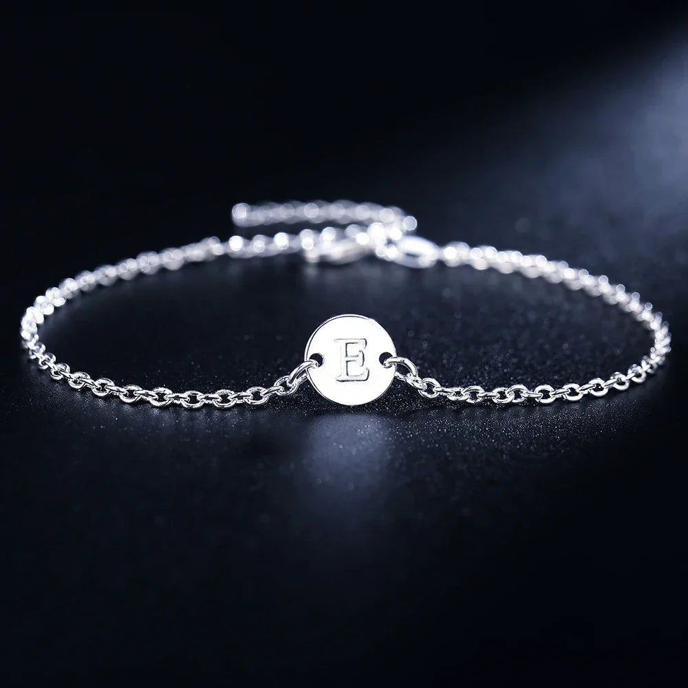 New trend 925 sterling Silver 26 letter cards Chain Bracelets for Women Fashion wedding Party fine Jewelry Christmas Gifts Vera Lux
