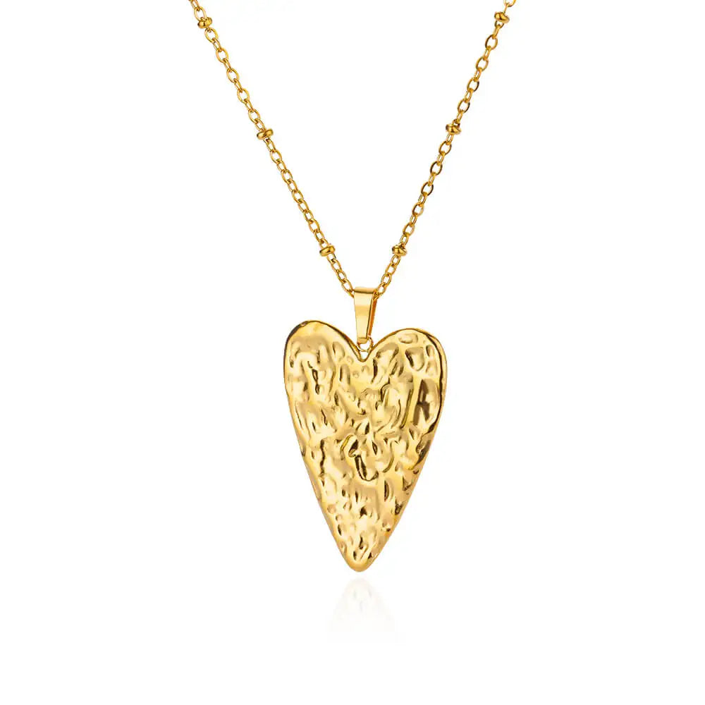 Trendy Heart Pendant Stainless Steel Pleated Necklaces For Women Trendy Gold Color Aesthetic Pendant Necklace Jewelry Accessory Vera Lux