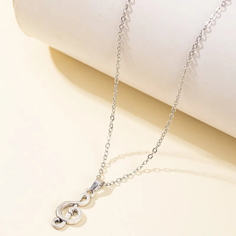 1 Piece Unisex Silvery Stainless Steel Music Note Pendant Necklace - Personalized Design Valentine's Day/Ramadan Gift Vera Lux