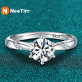 NeeTim 1ct - 3ct Moissanite Ring 925 Sterling Silver with Gold Plated Diamond Engagement Wedding Band Fine Jewelry For Women Vera Lux