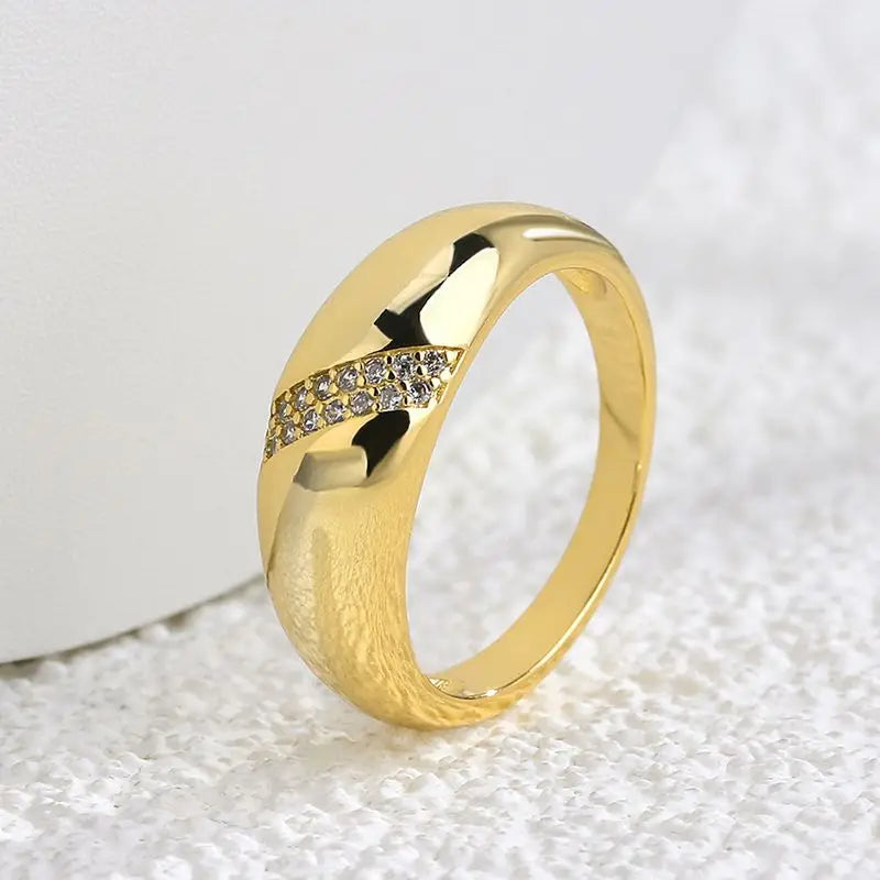 Hot Selling 925 Sterling Silve Gold Colour Ring Fashion Women's Classic Simple Couple's Wedding Ring Engagement Party Jewelry Vera Lux
