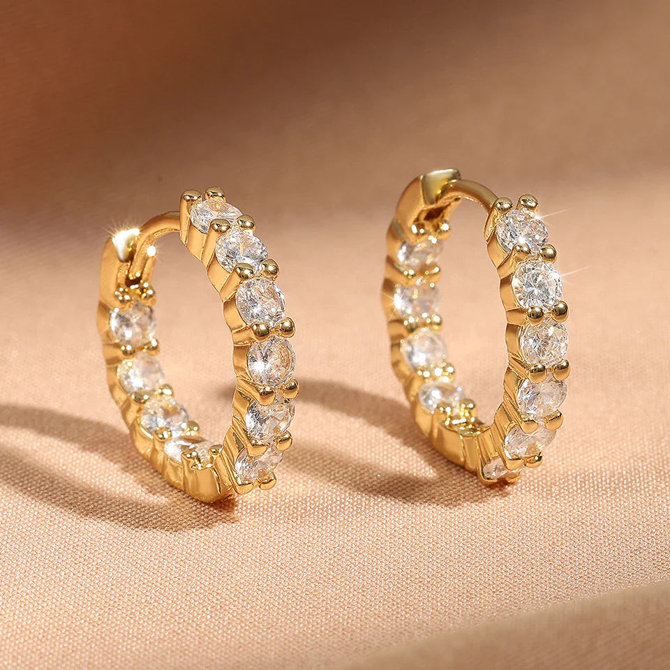 Yupsk 6pcs Shiny Zircon Ear Rings White Gold Color Huggie Cartilage Piercing Ear Cuff Tiny Earring for Women Men Jewelry Gift Vera Lux