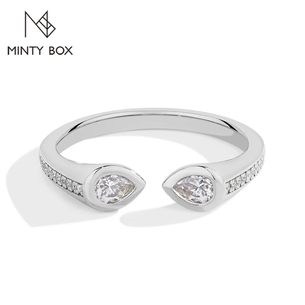 MINTYBOX Pear Shape Lab Grown Diamond Ring 0.5CT S925 Silver Moissanite Rings For Women 18k White Gold Plated Wedding Jewelry Vera Lux