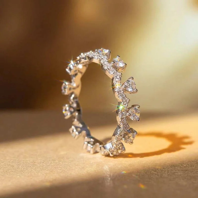 925 Sterling Silver Elegant Crown Zircon Ring for Women Stackable Accessory Party Anniversaries Wedding Jewelry Gift Vera Lux