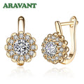 Aravant 925 Silver 18K Gold Cubic Zirconia Flower Gold Drop Earrings For Women Wedding Fashion Jewelry Vera Lux
