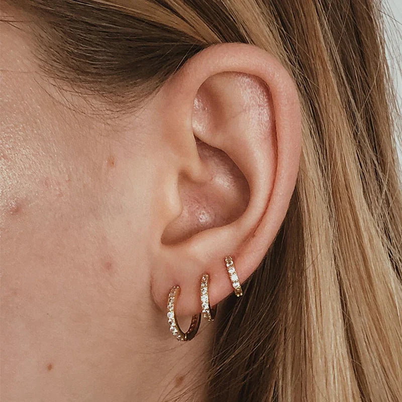 1 Pair Minimal Exquisite Hoop Crystal Zirconia Small Huggie Thin Cartilage Earring For Women Helix Tragus Piercing Jewelry Vera Lux