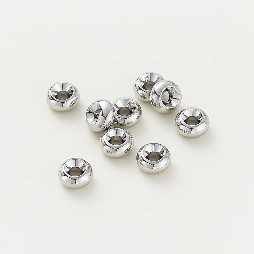 10-30pcs/lot 14K/18K Gold Plated Flat Round Bracelet Spacer Beads Circle Crafts Beads for Necklace Jewelry Accessories Findings Vera Lux