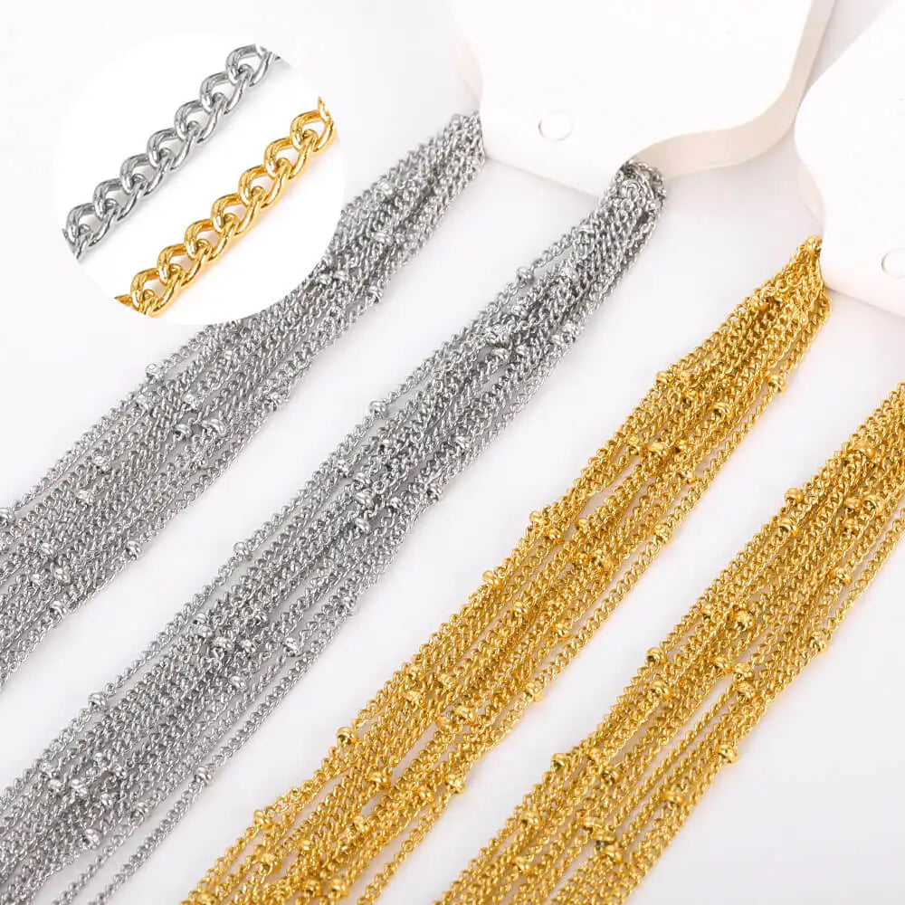 10pcs/set Stainless Steel Gold Color Necklace For Women 45cm Chain DIY Jewelry Accessories Making Materials Handmade Supplies Vera Lux