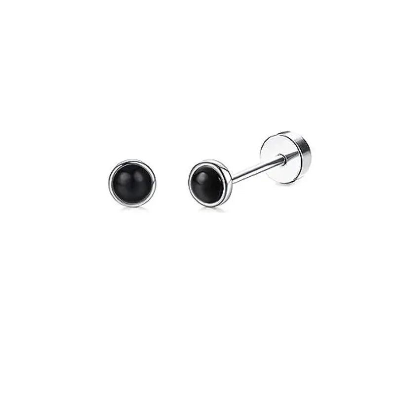2PCS/Set Stainless Steel Heart Moon Earbone Stud Screw Ball Stud Earrings for Women Fashion Ear Tragus Cartilage Body Piercing Vera Lux