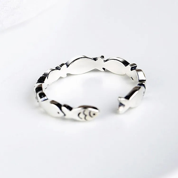 925 Sterling Silver Fish Adjustable Rings For Women Engagement Jewelry Wholesale  and  Jewellery Vera Lux