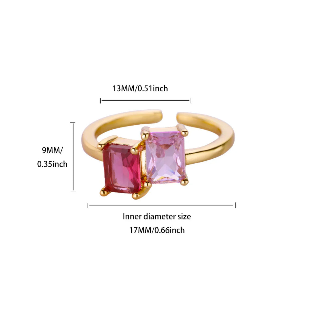 Stainless Steel Zircon Square Ring for Women 18K Gold Plated 2 Colors  Adjustable Ring Hypoallergenic Dainty Trendy Jewelry Vera Lux