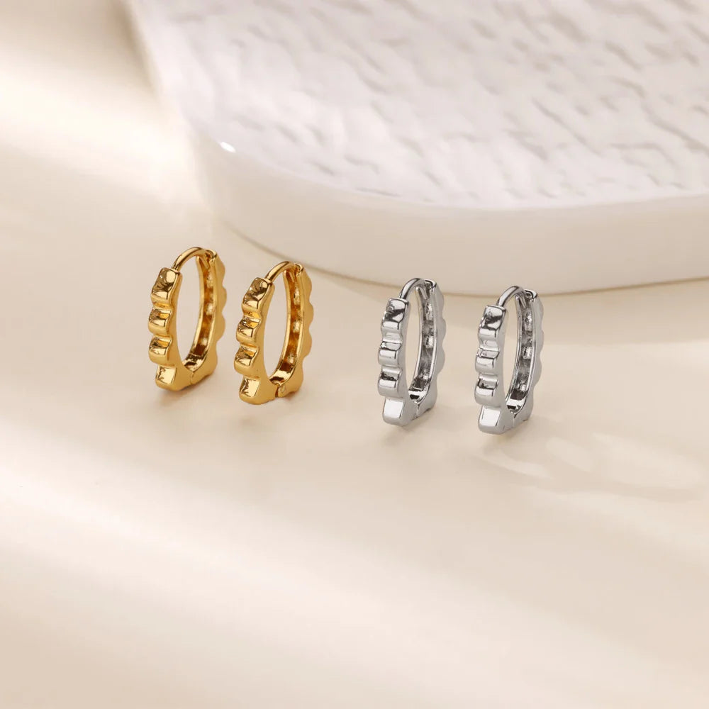 Cute Geometric Hoop Earrings for Women Stainless Steel Gold Color Cross Infinity Earrings 2025 Trend Piercing Wedding Jewelry Vera Lux