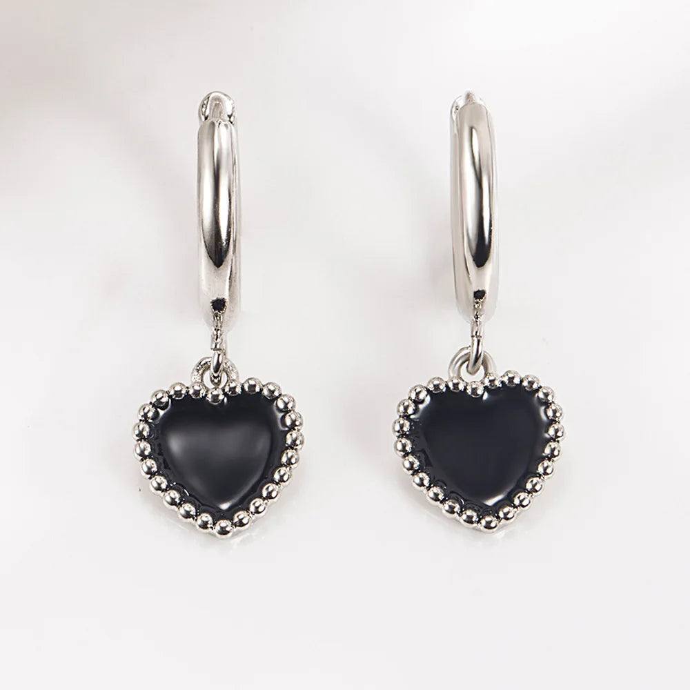 925 Sterling Silver Black Heart Earrings For Women Wedding Luxury Elegant Jewelry Accessories 2024 Trend Jewellery Vera Lux