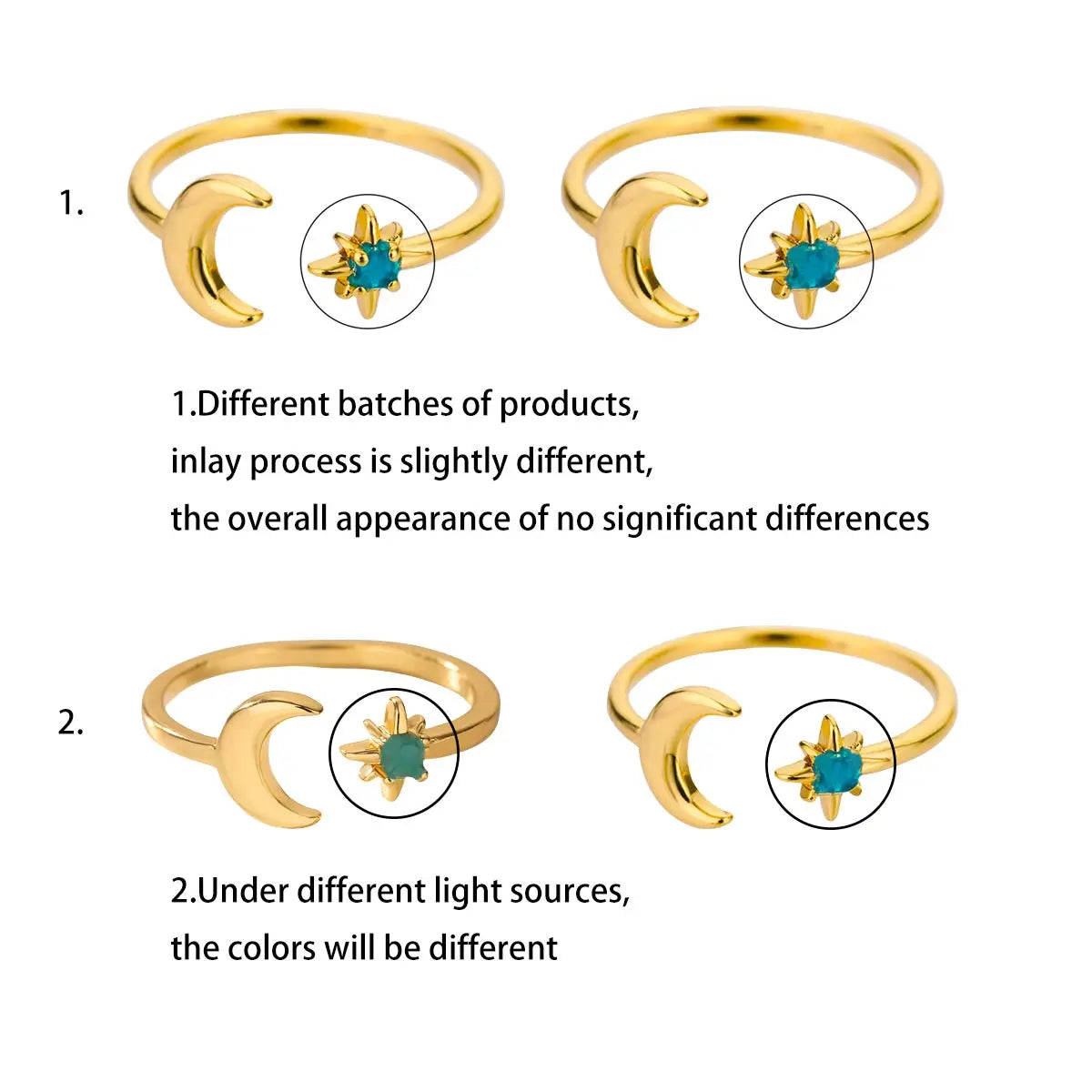 Zircon Moon Rings For Women Stainless Steel Glowing Moon Star Adjustable Finger Ring Aesthetic Wedding Jewelery Gift bague femme Vera Lux