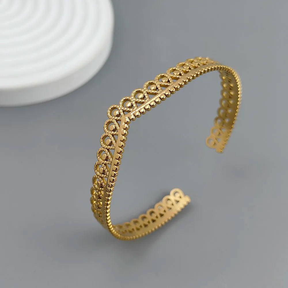 New crown shape stainless steel gold plated 18K bracelet, high quality waterproof silver jewelry, couple gift Vera Lux