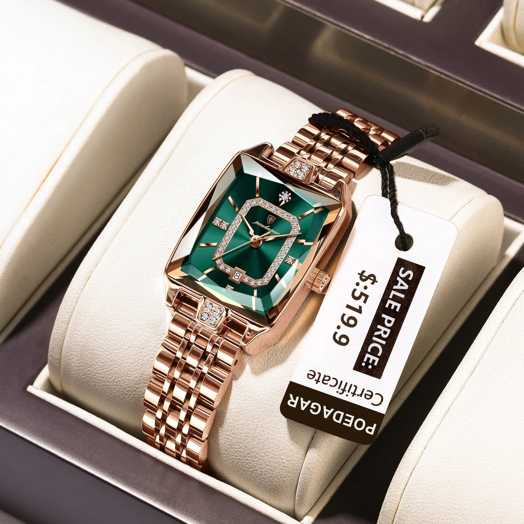 POEDAGAR Luxury Watch For Woman Waterproof Calendar High Quality Ladies Watch Stainless Steel Quartz Women's Watches Elegant+Box Vera Lux