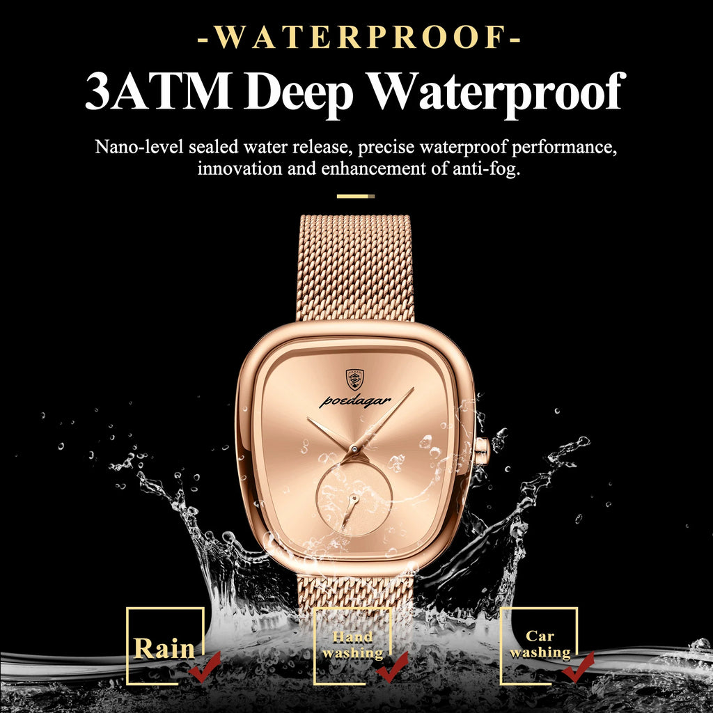 POEDAGAR Luxury Fashion Elegant Ladies Watch Waterproof Watch for Woman Mesh Stainless Steel Quartz Women's Watches Female Reloj Vera Lux