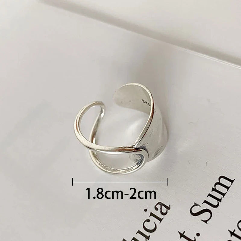925 Sterling Silver Chain Knot Ring For Women Wrap Wide Band Rock Geometry Punk Jewelry Gift Wholesale Dropshipping Vera Lux